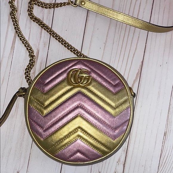 Gucci Handbags - Gucci Pink and Gold Crossbody Bag